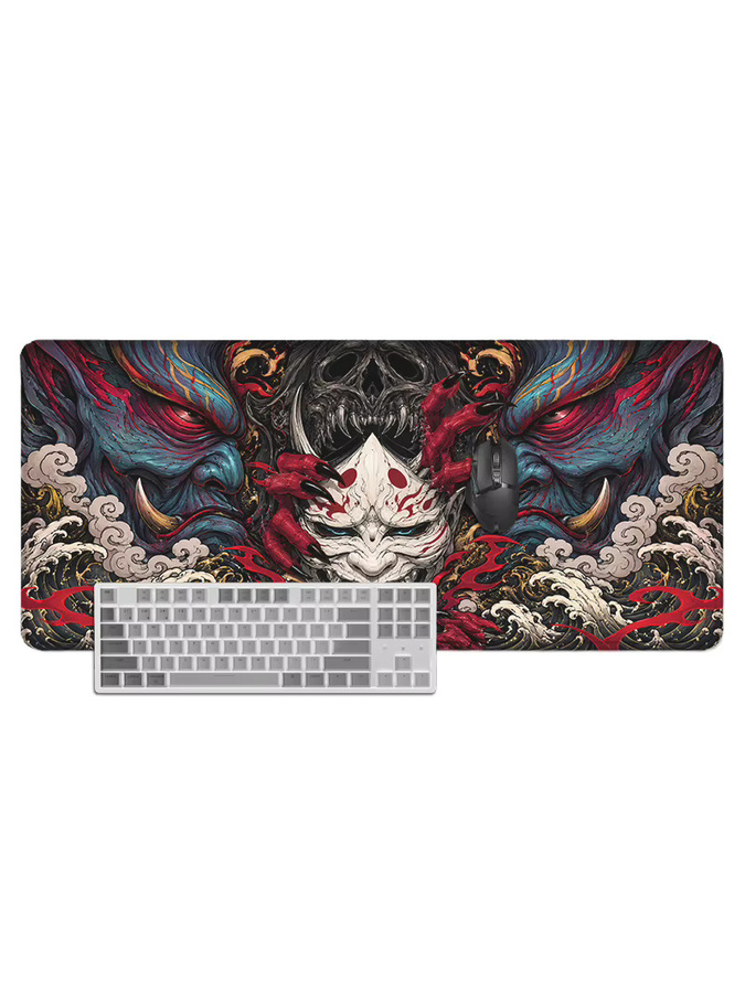 TWTOWO Mauspad Dark Oni Mask Gamer XL, rutschfeste und weiche Tischmatte in Multicolour - Bild 5