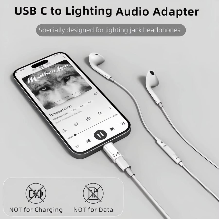 Lightning auf USB-C Audio-Adapter für Kopfhörer mit 3,5 mm Klinke in Schwarz oder Weiß - Bild 2