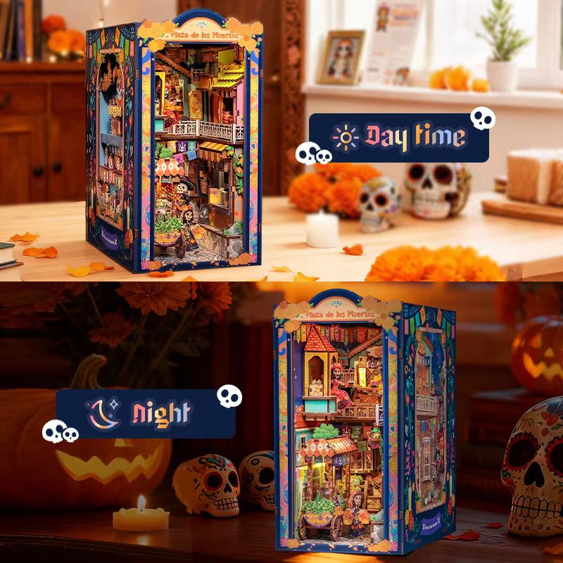 CUTEBEE 3D Holz-Puppenhaus Buchnische DIY Miniaturhaus Puzzle Multicolor für Erwachsene als kreatives Bücherregal und Raumdekoration - Bild 2