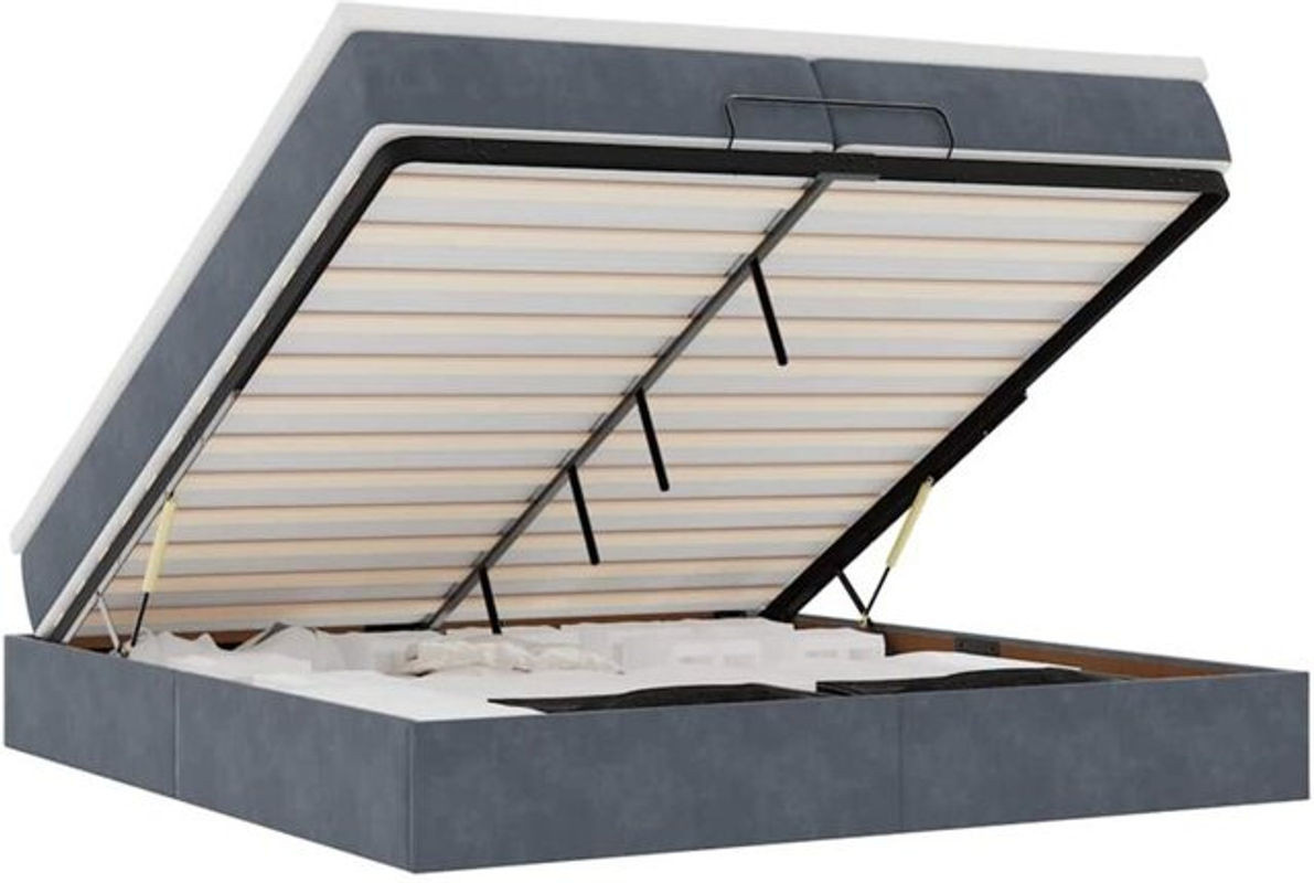 Vidaxl Ottoman Polsterbett mit Matratzen aus Samt in Dunkelgrau B/T: 200 x 200 cm - Bild 1