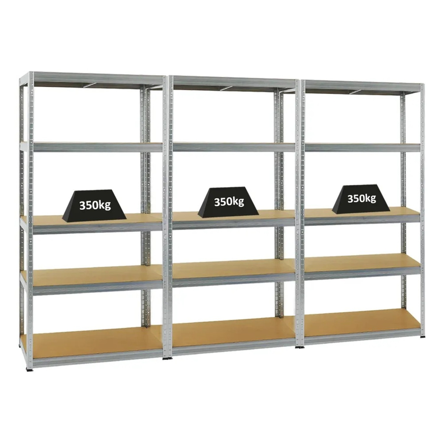 PROREGAL Schwerlastregal Slim Elephant, 3er Set, silber, H x B x T: 180 x 90 x 45 cm, 5 Ebenen, Fachlast 350 kg, pulverbeschichtet - Bild 2