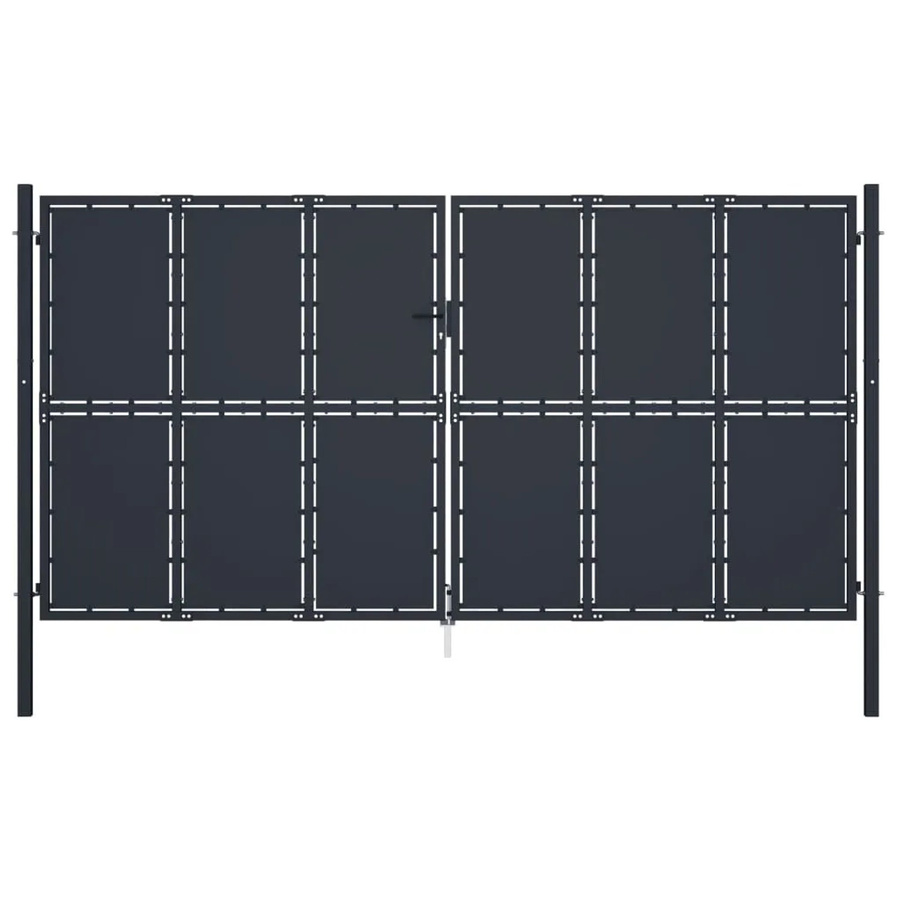 vidaXL Gartentor Swing Doppelstor aus Stahl in Anthrazit, Breite: 400 cm, Höhe: 175 cm - Bild 2