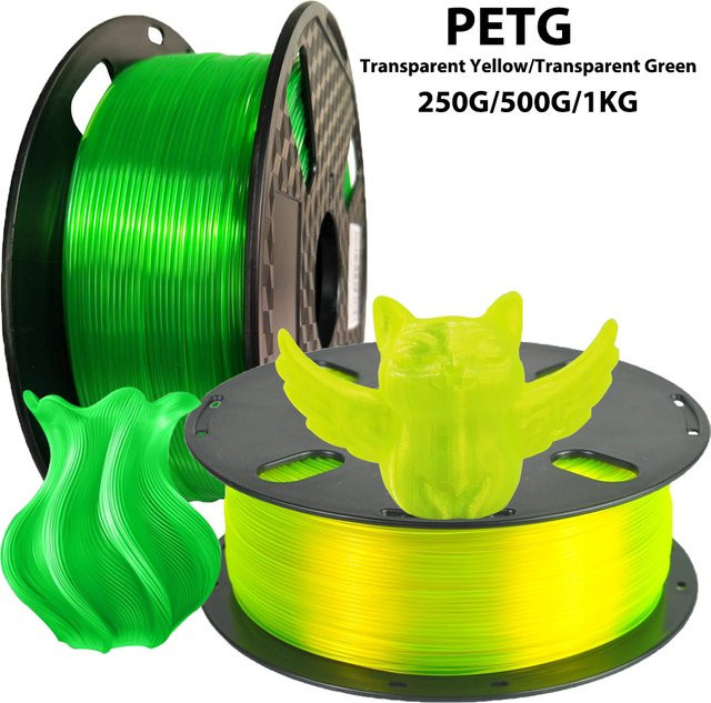 3D Maliang PETG Filament für FDM 3D-Drucker 1,75mm in Transparent Grün und Transparent Gelb - Bild 1
