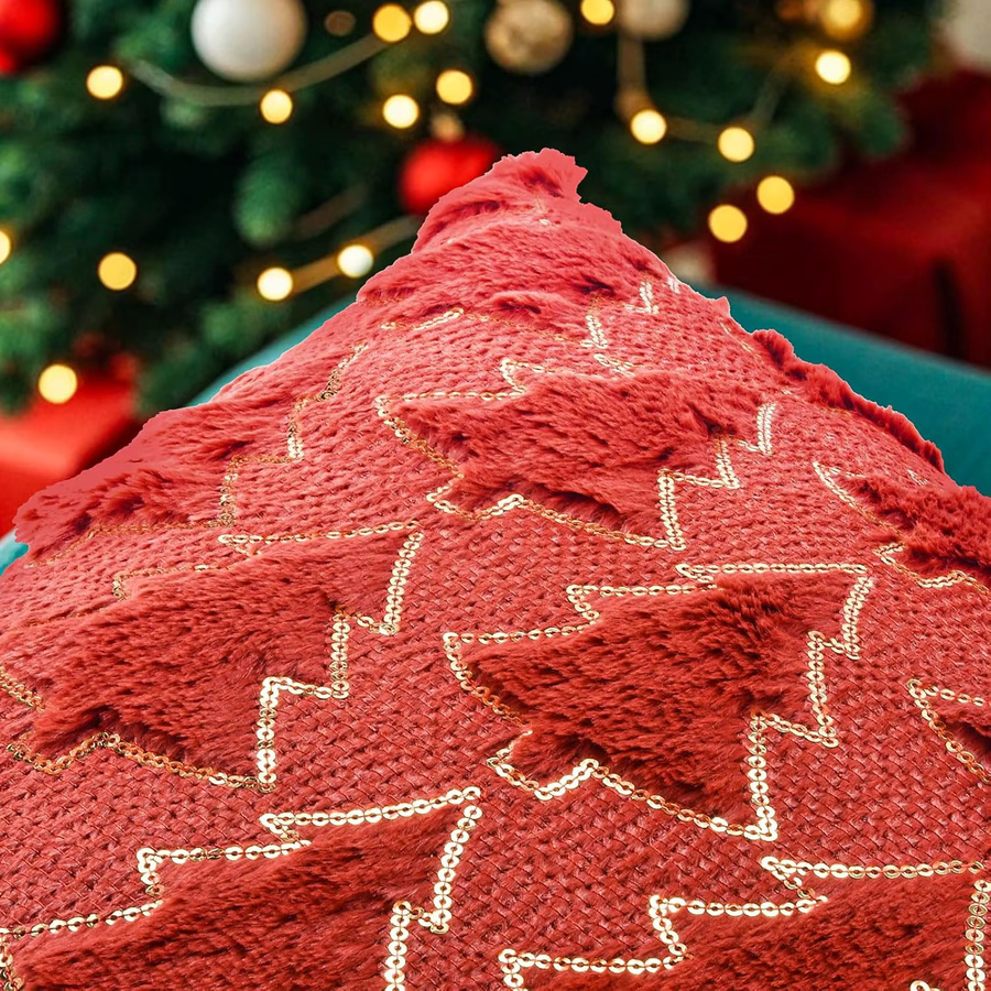 2er-Set inyahome Weihnachts-Dekokissenbezüge aus weichem Stoff in Rot und Schwarz - Bild 5