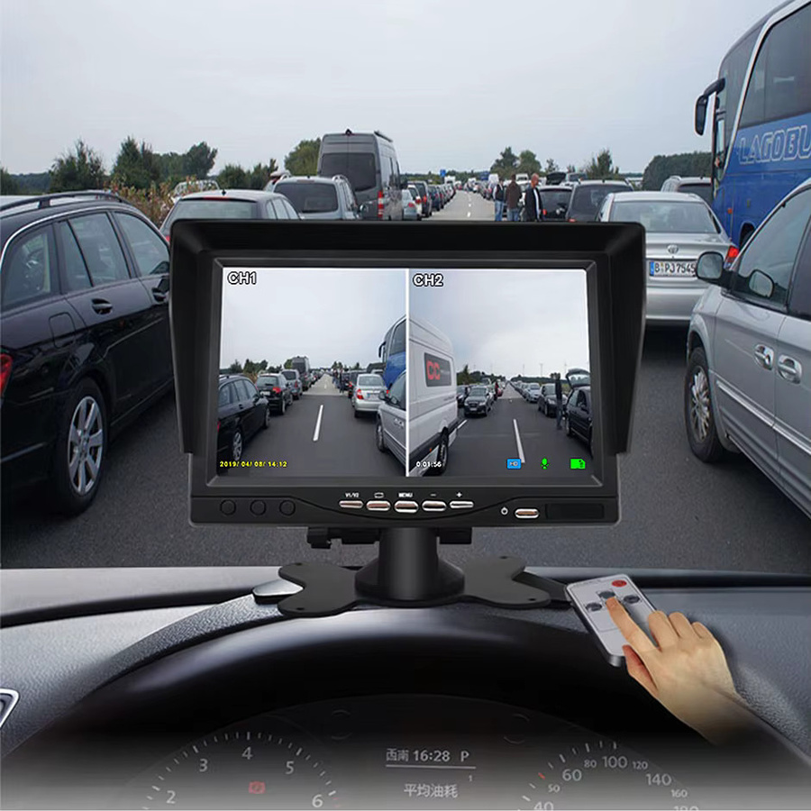 GreenYi LKW Rückfahrkamera Set mit 7 Zoll Monitor und 2 Kameras in Full HD 1080p, AHD Nachtsicht, Schwarz - Bild 3