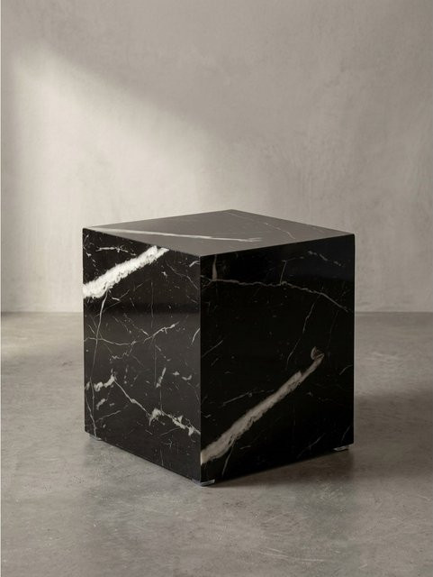 Couchtisch MONOBLOC von KADIMA DESIGN in Schwarz mit Marmor-Optik und Hochglanz-Finish, Würfelform, B/T/H: 40 x 40 x 45 cm - Bild 1