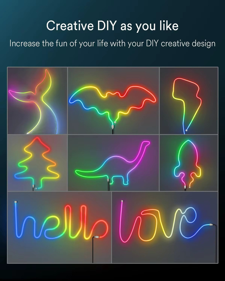 Flexible RGB Neon-Flex LED-Lichterkette in Multicolour mit App- und Fernbedienung-Steuerung, IP65 wasserdicht, aus Silikon für moderne Party-Effekte - Bild 2