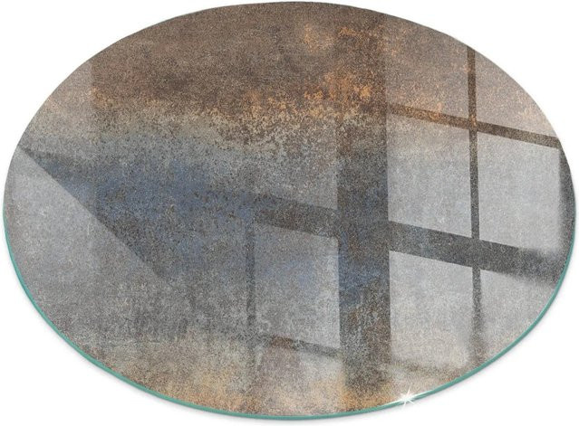 Tulup Glasbodenplatte für Kamin mit abstraktem Texturmuster, rund, Braun, Durchmesser: 70 cm - Bild 1