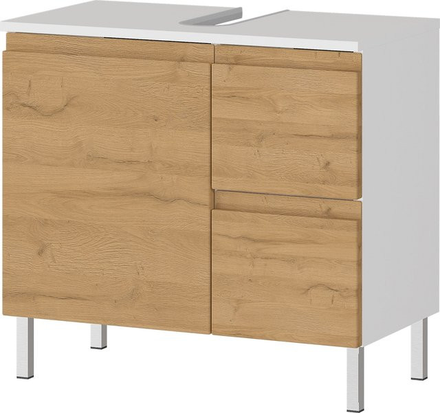 Waschbeckenunterschrank KADIMA DESIGN Grandson in Weiß und Eiche mit B/T/H: 60 x 34 x 56 cm - Bild 1