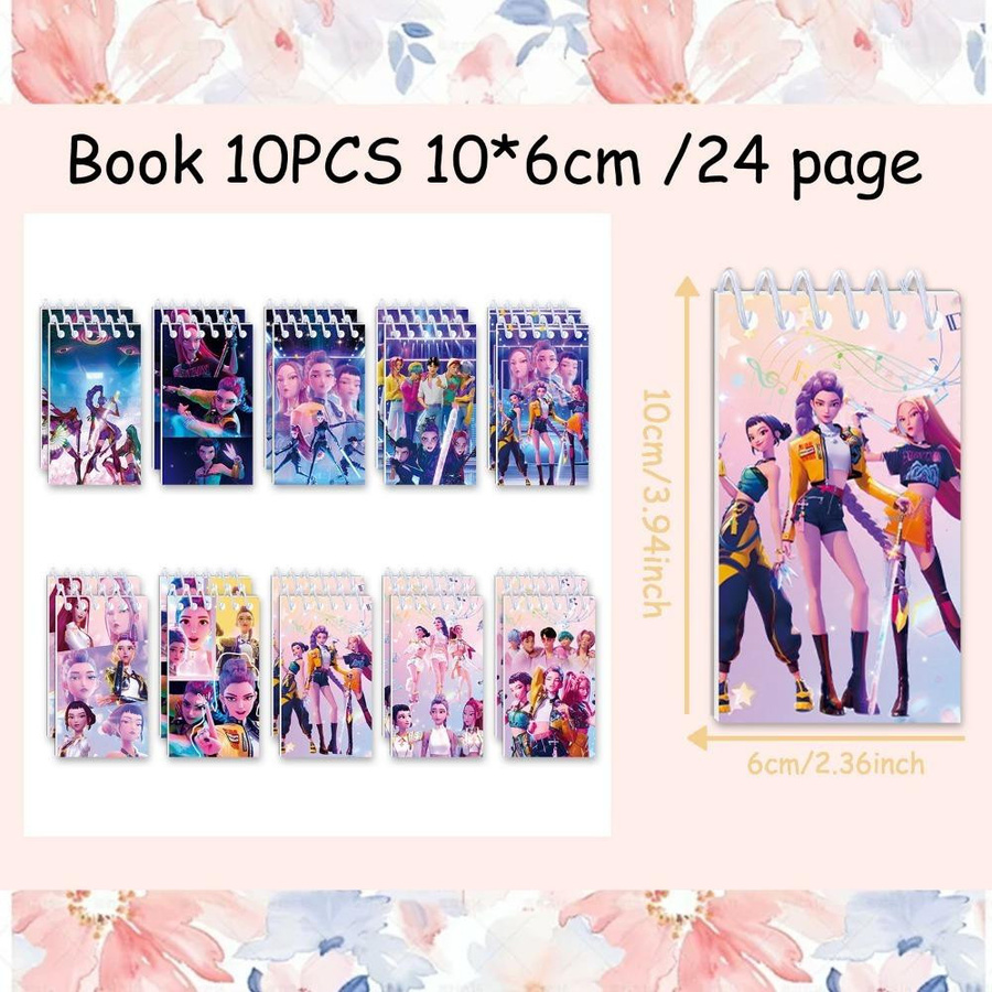 10 Stück Huntrix Kpop Dämonenjäger Notizbücher mit Anime Muster Softcover, Multicolor, B x H: 10 x 6 cm - Bild 5