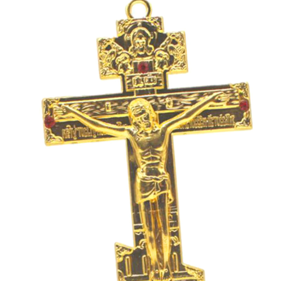 Kesoto Kruzifix für den Schreibtisch in Gold, stehendes Jesus-Kreuz aus Metall, Höhe: 14 cm, Breite: 6,7 cm - Bild 3
