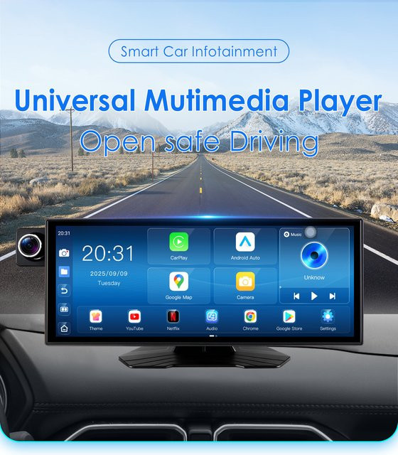 OSSURET Intelligentes 11,4 Zoll Auto Touchscreen Tablet mit GPS, Wireless CarPlay und Android Auto, Universal Radio für 12V-24V - Bild 1