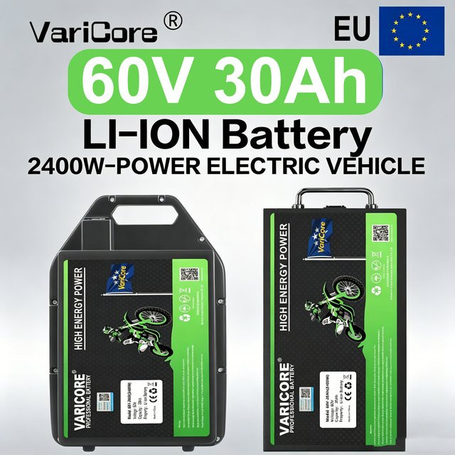 VariCore Wasserdichter Lithium-Akku 60V 30Ah mit 18650-Zellen und integriertem BMS-Schutz in Schwarz - Bild 1