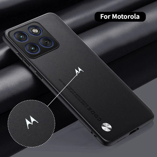 Schlichte Lederhülle mit Carbonfaser-Muster für Motorola Edge 70 60 50 40 Pro Fusion Neo Ultra in Schwarz - Bild 1