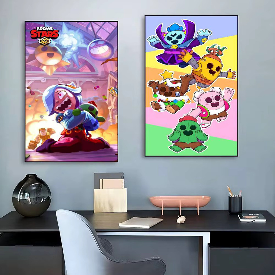 Brawl Stars Anime Klebeposter aus Retro Kraftpapier für dein Zimmer oder Café, Mehrfarbig, B/H: 15 x 15 cm - Bild 3
