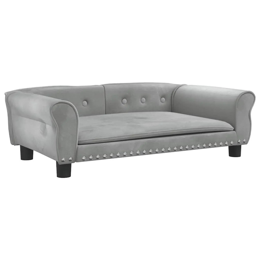 vidaXL Hundebett Sofa aus Samt in Hellgrau, B/T/H: 95 x 55 x 30 cm - Bild 2