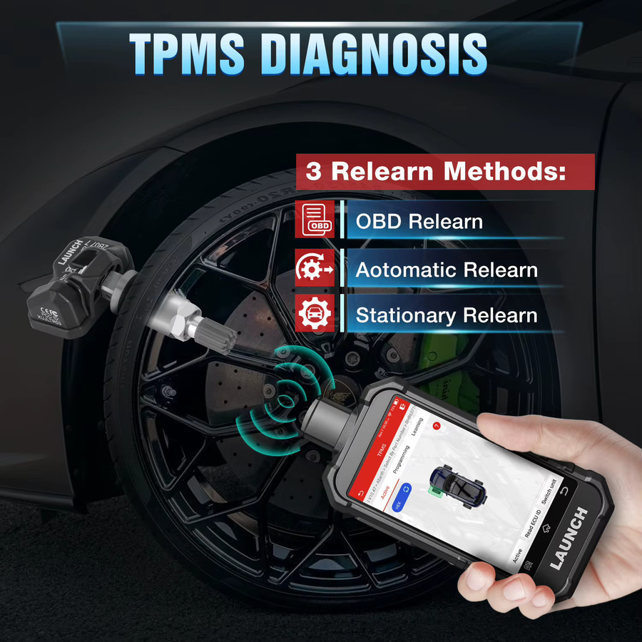 LAUNCH X431 CRT5011E V2 TPMS Reifendruck Diagnose-Tool in Schwarz zur Sensor-Aktivierung, Programmierung und zum Auslesen mit OBD2-Scanner für 315/433 MHz - Bild 5