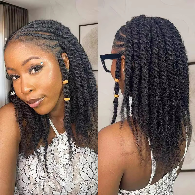 Debut Afro Kinky Curly Bulk Echthaar, Peruanisches Haarverlängerungshaar - Bild 3