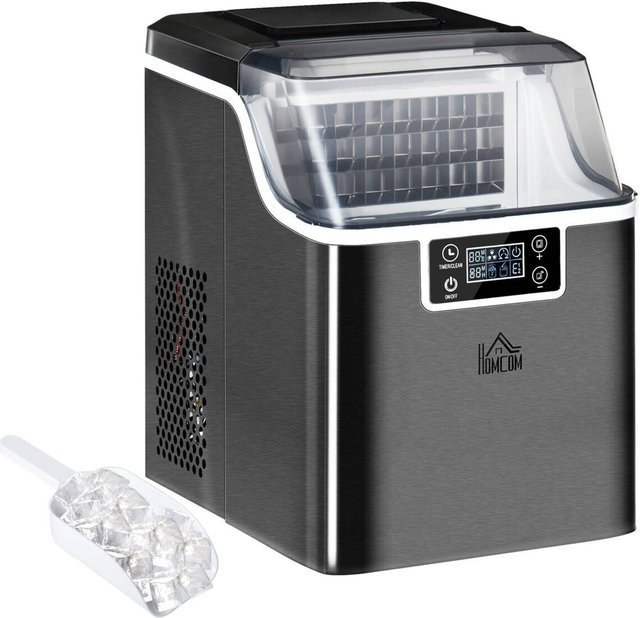 HOMCOM Eiswürfelmaschine aus Edelstahl in Schwarz und Kupfer, H x B x T: 37,1 x 36 x 25,2 cm - Bild 1