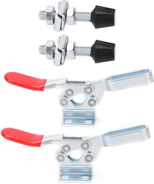 2 Stück Schweißknebelklemme Horizontalvorrichtung Winkelkompressor Schnellspanner GH225D TOMTOP JMS in Weiß und Silber - Bild 1
