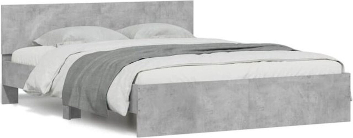 Modernes Bettgestell mit Kopfteil und LED-Beleuchtung von Vidaxl in Grau, B/T/H: 150 x 200 x 70 cm - Bild 1
