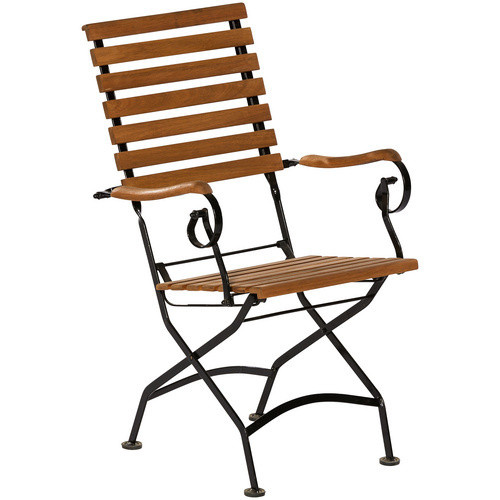 Merxx Schlossgarten Gartenmöbelset 3-teilig mit Klapptisch aus Eukalyptus und Flachstahl, Schwarz/Braun, B/T/H: 90 x 90 x 74 cm - Bild 3