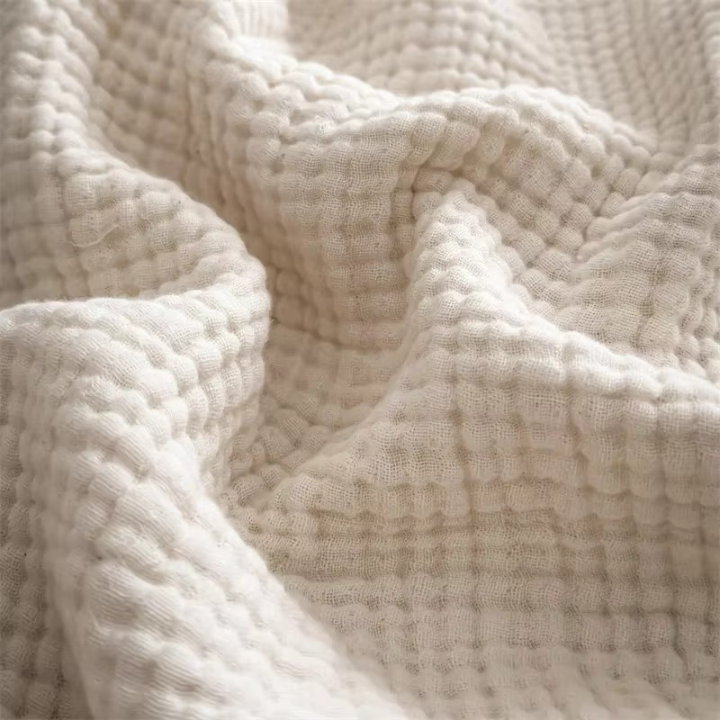 Y Home Quasten-Dekor Überwurfdecke aus 100 % Baumwolle, grob gestrickte Gaze-Decke mit Fransen, Beige oder Weiß - Bild 6