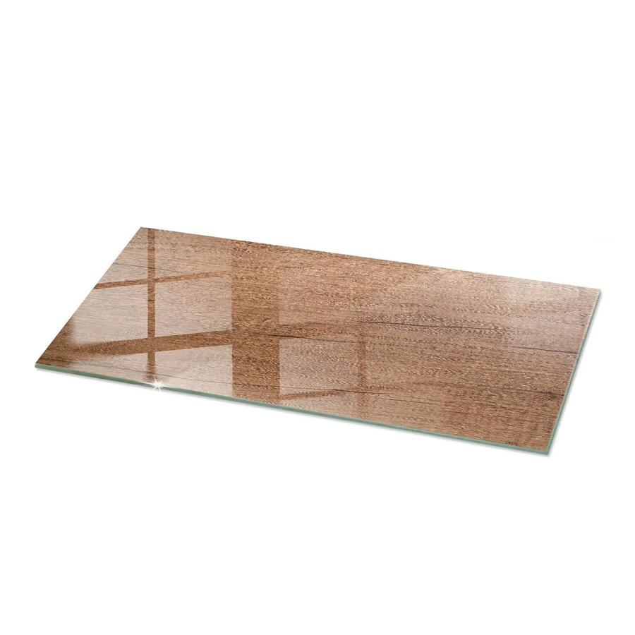 Tulup Couchtischplatte aus Glas in Braun mit natürlichem Holzmuster, Rechteckig, B: 125 cm, T: 50 cm - Bild 2