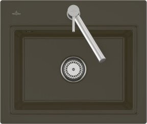 Villeroy & Boch Spüle Subway Style 60 S Flat links bündig in Pure Black mit Ablaufgarnitur und Exzenter, Breite: 60 cm - Bild 1