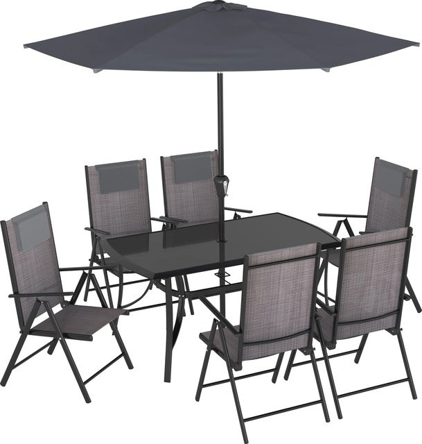 8-teiliges Gartenmöbel-Set Travessa aus Aluminium in Grau für Garten und Terrasse - Bild 1