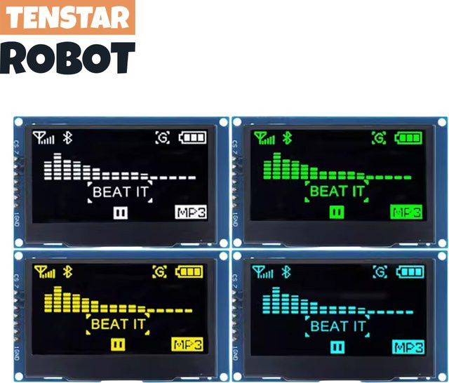 TENSTAR ROBOT OLED Display 2,42 Zoll mit 128 x 64 Pixeln, SSD1309, I2C/SPI Schnittstelle, Weiß - Bild 1