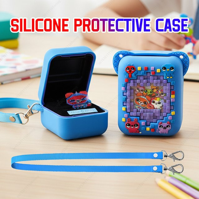 Stoßfeste 3D-Tierdruck Silikonhülle in Blau für dein Bitzee Virtual Electronic Pet - Bild 1