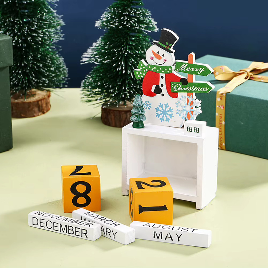 Weihnachts Adventskalender aus Holz als Schreibtisch-Dekoration und Ornament - Bild 3