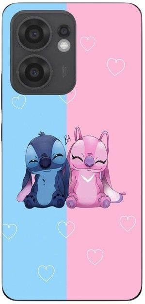 Maniacase Handyhülle für Oppo Reno 13F mit Stitch Engel Design in Blau, Rosa und Schwarz - Bild 1
