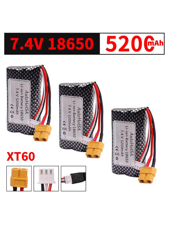 jiaojiren 18650 5200 mAh 2S Li-Ion batterie 7,4 V XT60, 1/16 RC tank spielzeug teile, CE-gekennzeichnet - Bild 4