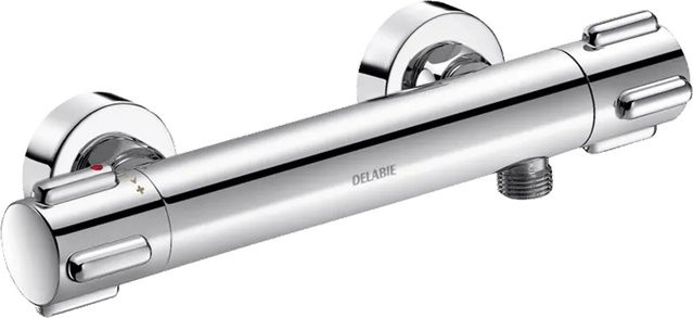 Delabie Brause-Thermostatarmatur SECURITHERM Standard mit Sicherheitsstopp in Chrom und Messing - Bild 1