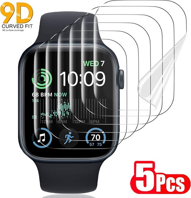5er-Pack RWBANDS Hydrogel-Displayschutzfolie für Apple Watch Serie Ultra, SE und alle Modelle von 38mm bis 46mm, transparent - Bild 1