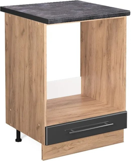 Vicco Herdbauschrank Fame-Line Anthrazit Hochglanz und Goldkraft Eiche, B/T/H: 60 x 60 x 82 cm - Bild 1