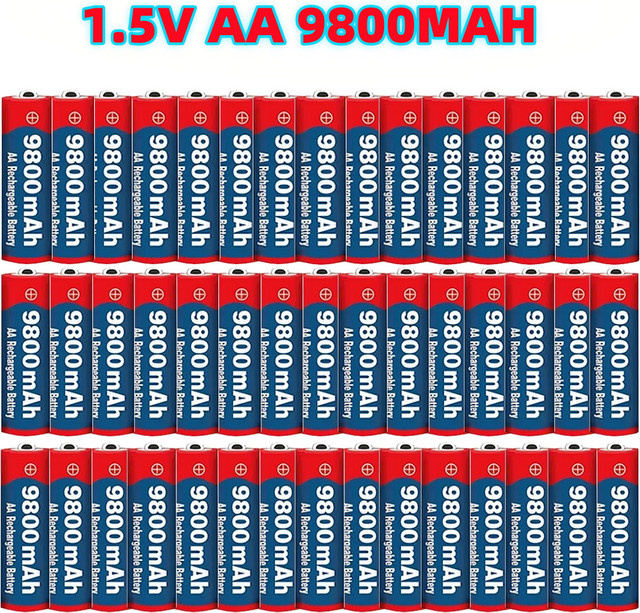 NDNNAS AA Akku 1,5 V mit 9800 mAh für LED-Leuchten, Spielzeugkameras und Mikrofone - Bild 1