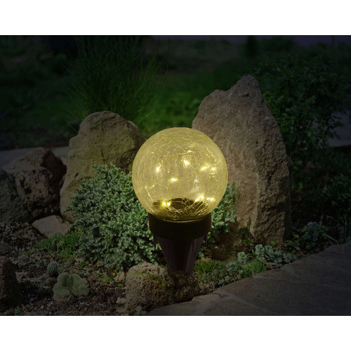 Näve LED-Solar-Tischleuchte Crackle 3er-Set in Weiss und Transparent mit Erdspieß und Leuchtmittel, B/T: 12 x 12 cm - Bild 3