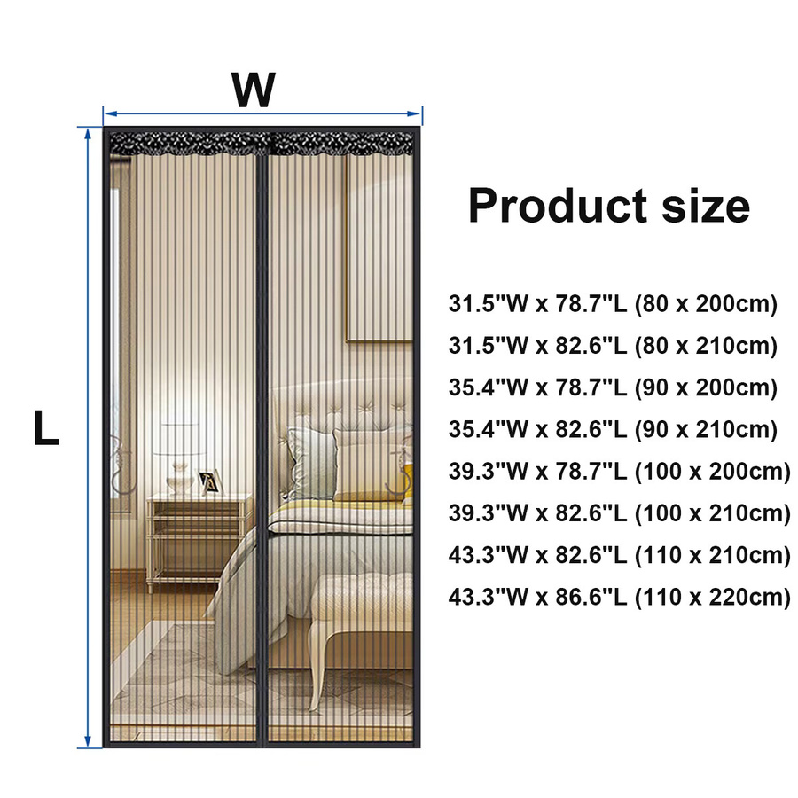 Magnetischer Sichtschutz-Türvorhang von JYMCW in Schwarz, insektensicherer Netz-Türvorhang für Fenster und Türen, B: 80 cm, H: 210 cm - Bild 3