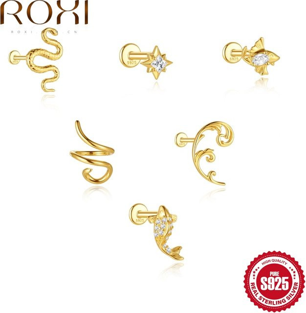 ROXI Piercing-Ohrringe 925 Silber, Vergoldet, Damen - Bild 1
