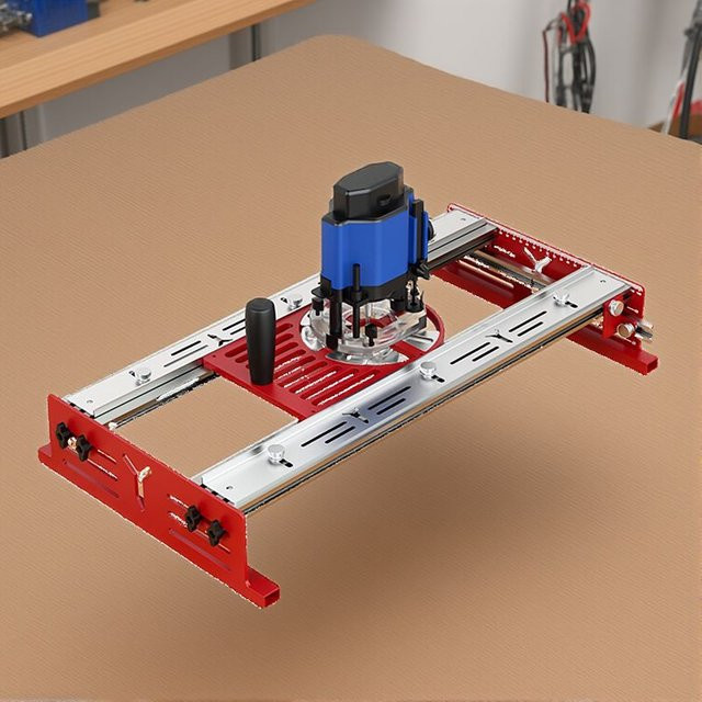 ENJOYWOOD Rout-N-Plane Tischfräser-Schlitten zur Glättung und Oberflächenbearbeitung von Schneidebrettern und Bretterplatten in Rot - Bild 1