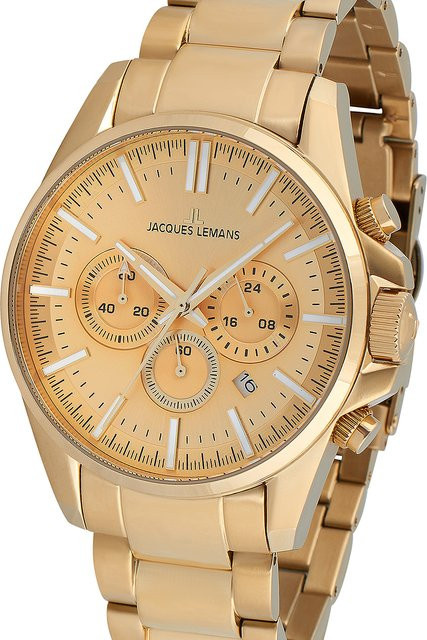 Jacques Lemans Chronograph, Quarz, Edelstahl, Gold, 44 mm, Herren - Bild 1