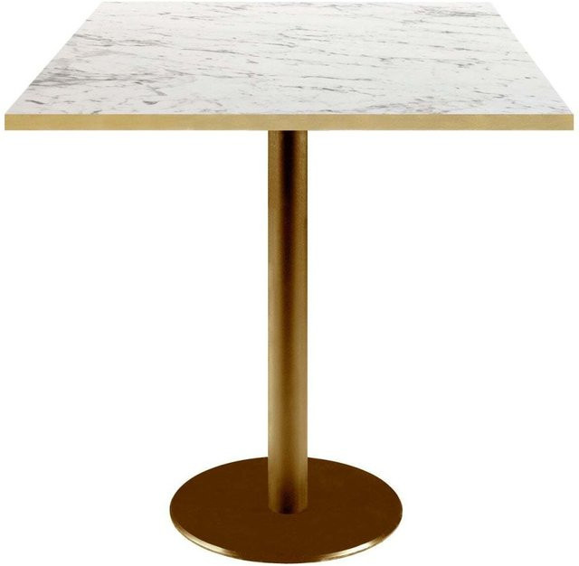 RestooTab Tisch Rome quadratisch mit weiß marmorierter Platte und goldmetallic Gestell, B/T/H: 70 x 70 x 75 cm - Bild 1