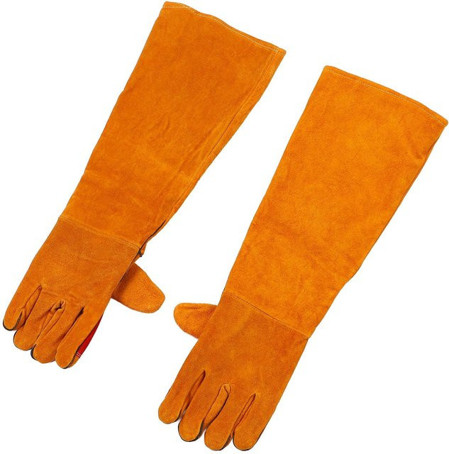 GoolRC Hundetrainingshandschuhe aus Spaltleder in Orange, 1 Paar kratzfest und bissfest für Tierärzte und Training - Bild 1