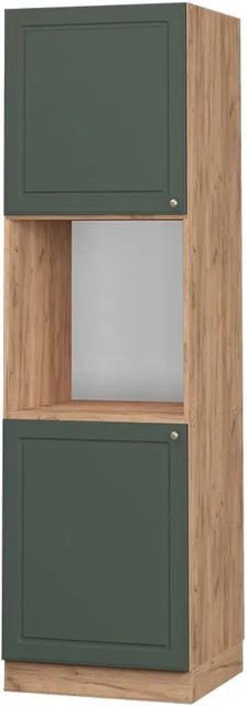 Vicco Herdumbauschrank Fame-Line in Dunkelgrün und Gold im Landhausstil mit Soft-Close-Türen und Regalböden, Breite: 60 cm, Höhe: 206 cm, Tiefe: 56,83 cm - Bild 1
