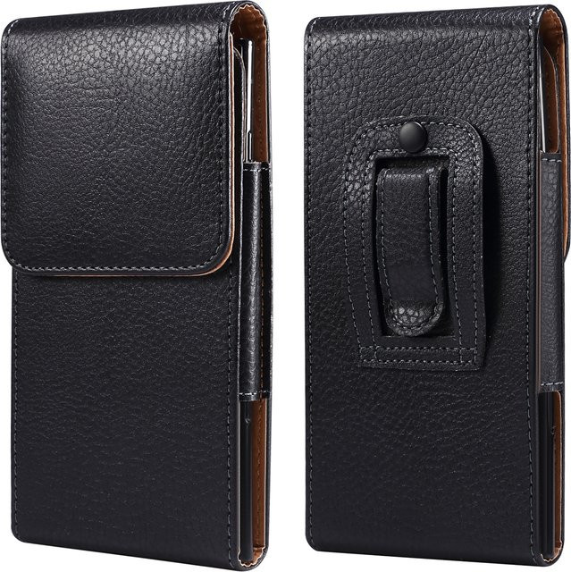 HKNR Universal Leder Handy Gürtel Clip Holster in Schwarz für iPhone, Samsung, Xiaomi und Huawei - Bild 1