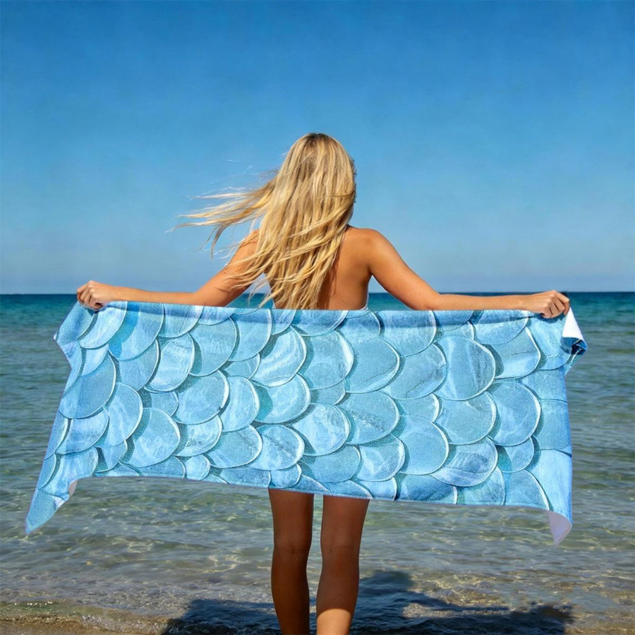 Übergroßes Strandtuch mit Meerjungfrauen-Schuppen Design, leicht und weich, B: 30 cm, H: 60 cm - Bild 4