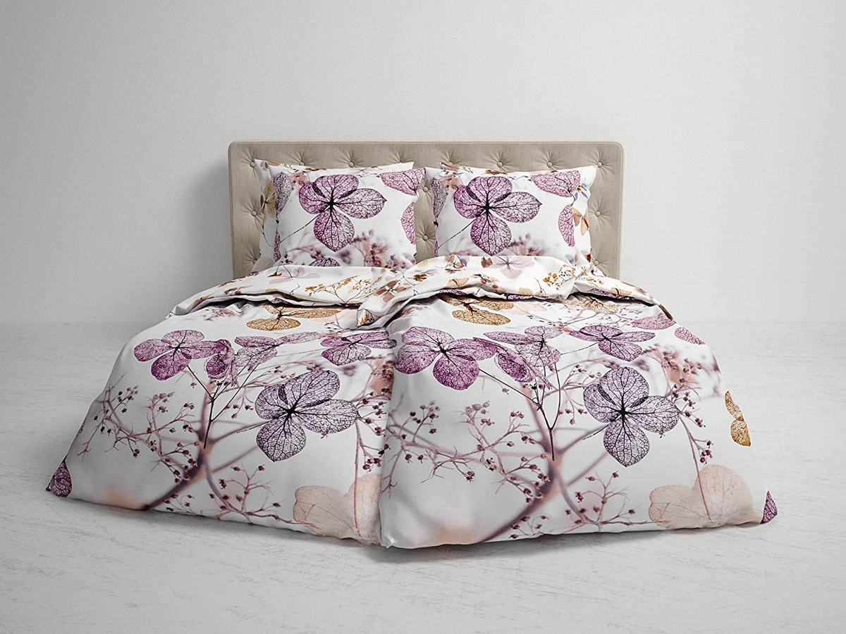 Heckett & Lane Mako-Satin Bettwäsche Brigitte Floral in Pink und Weiß mit Deckenbezug und Kissenbezug, B/H: 155 x 220 cm und 80 x 80 cm - Bild 1